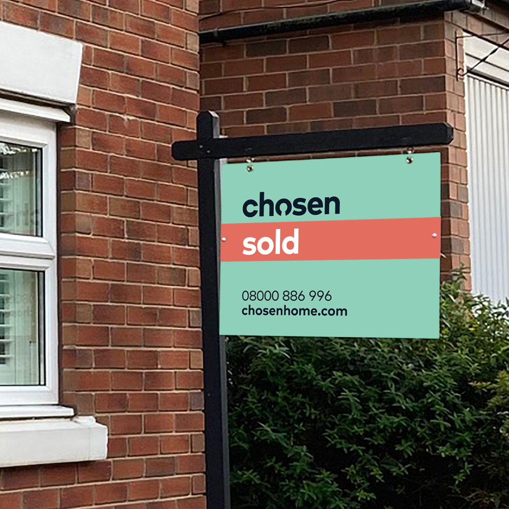 chosen home sold board outside house, house prepared for viewings and sold