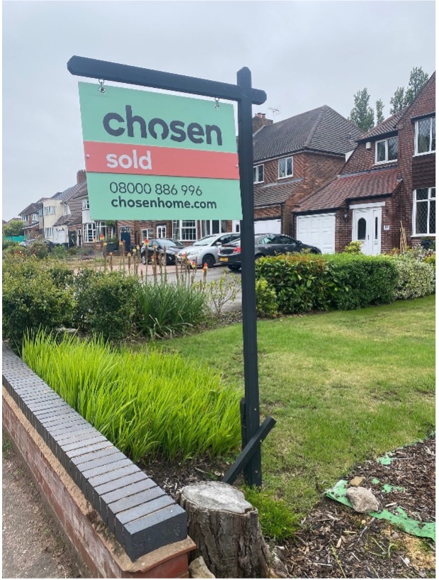 sell home sutton coldfield chosen for sold board